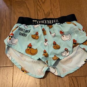 ChicknLegs Women's Athletic Shorts - Blue Chicken Print